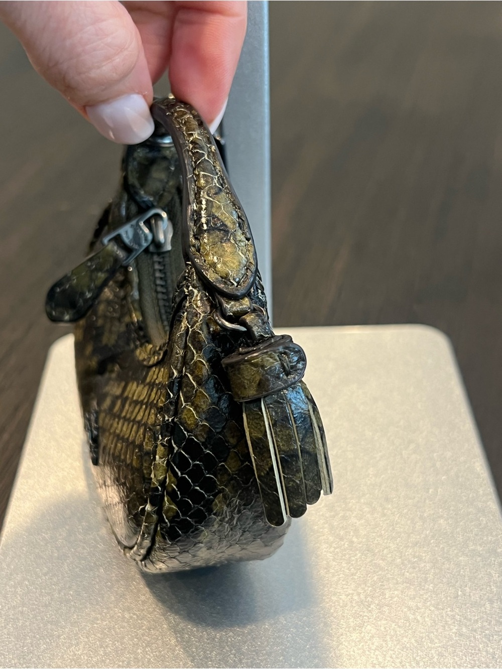 NWT Coach Mini Carmen Bag Charm Snakeprint/Gunmetal - Picture 4 of 8